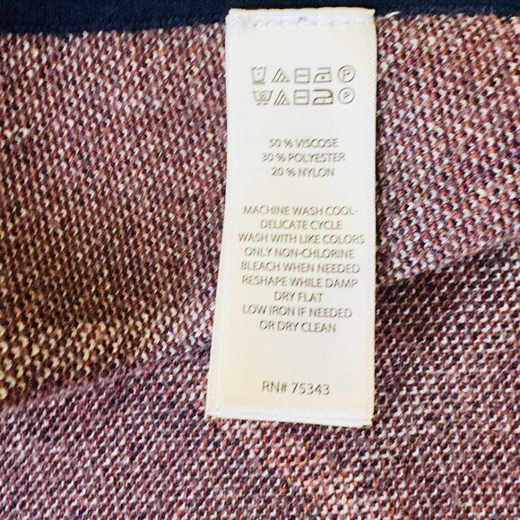 Tahari Plaid Zip Front Poncho Cape Sweater Knit Navy Multicolor Women’s S/M - Picture 13 of 15